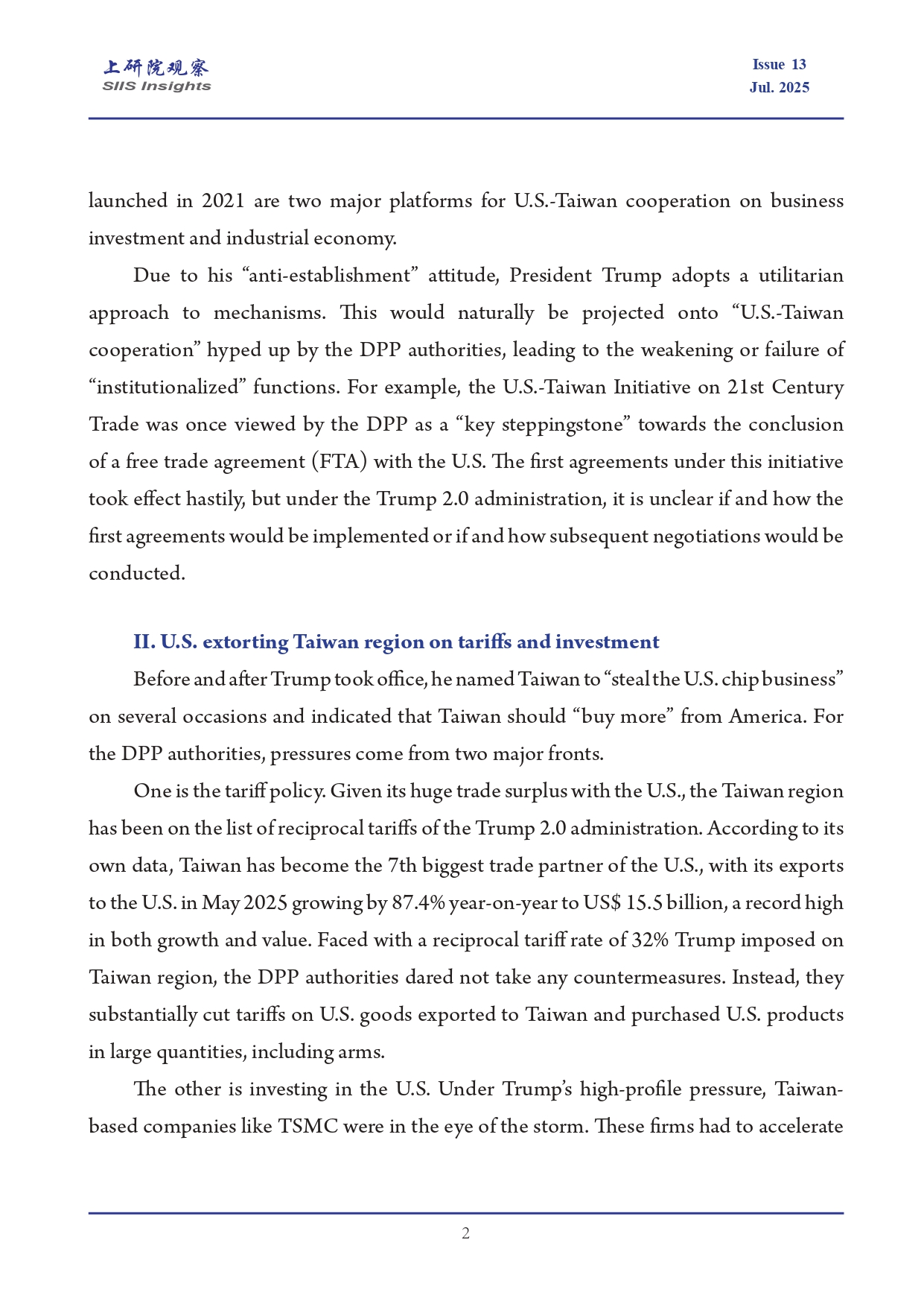 《上研院观察》SIIS Insights_2025_EN No.13_旧角色与新交易：特朗普2.0时期美台关系的六点变化_page-0002.jpg